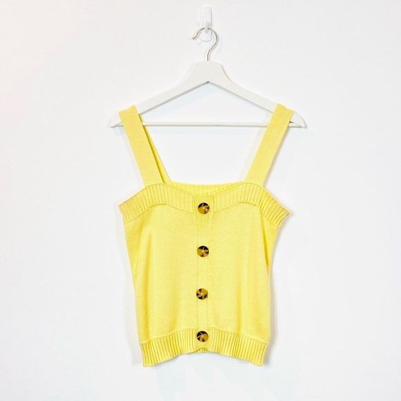 Amaryllis Yellow Knit Tank Top w/ Button Detail - Picture 1 of 4